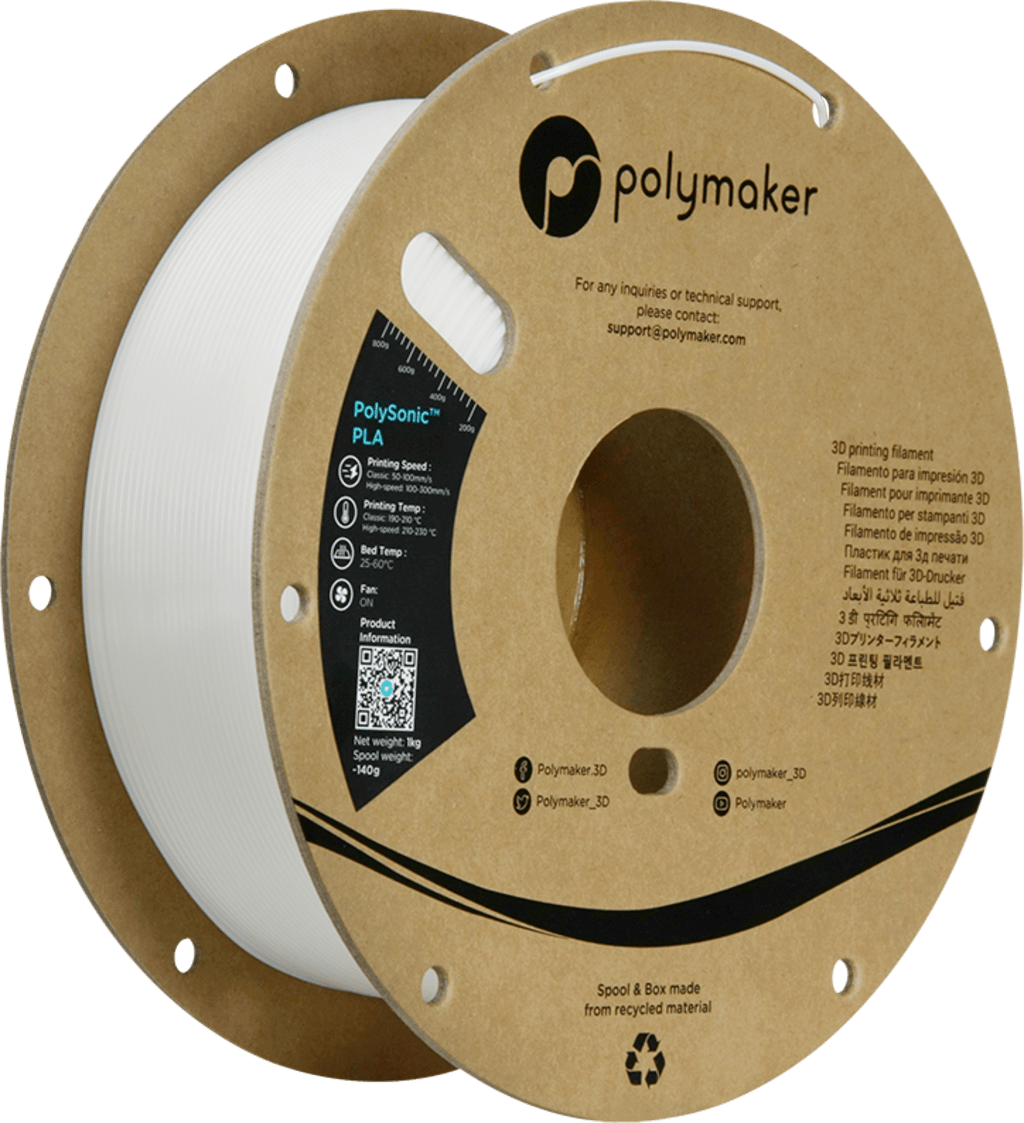 Polymaker – PolySonic PLA White – 1,75 mm – 1 kg