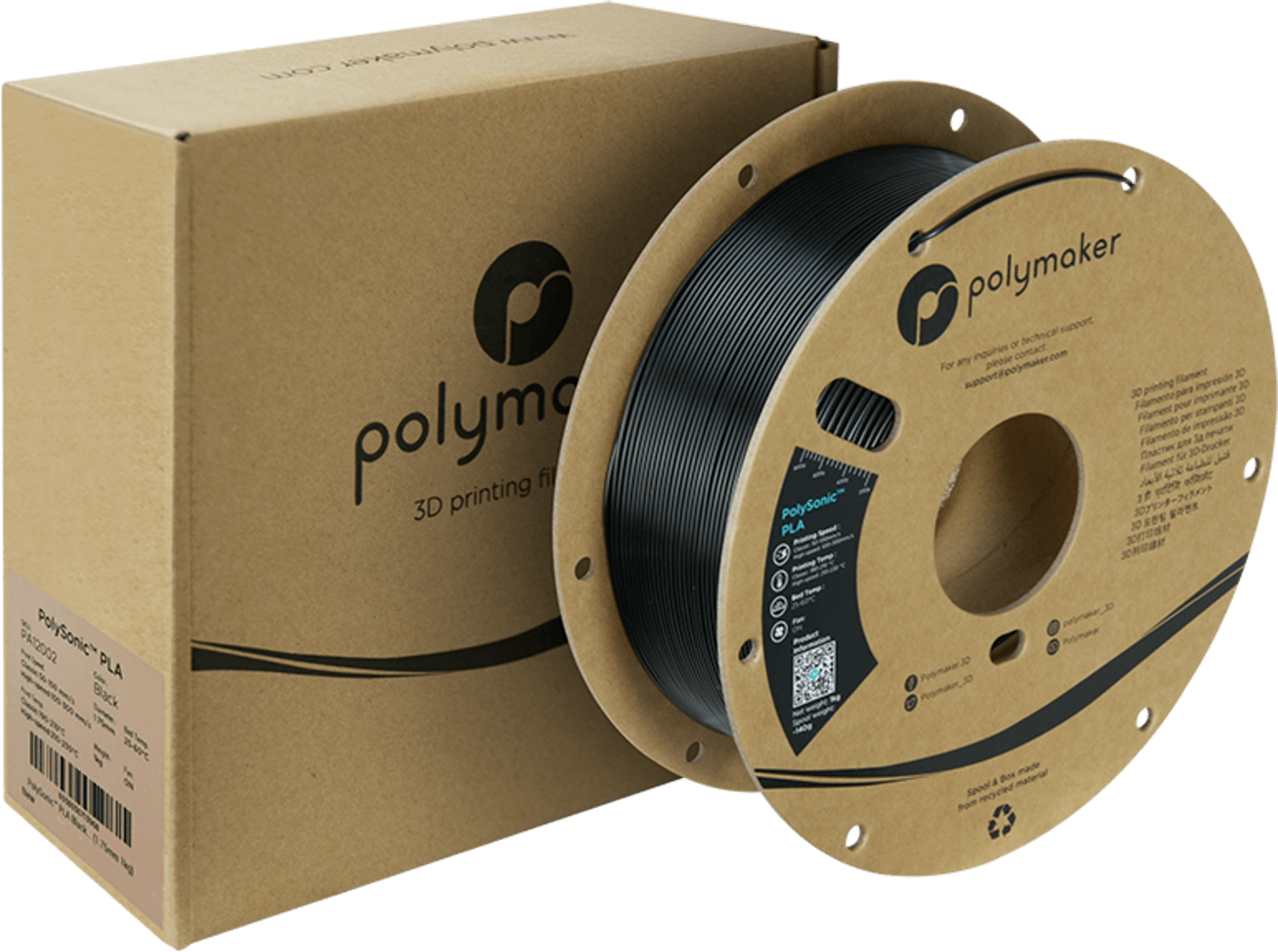 Polymaker – PolySonic PLA Black – 1,75 mm – 1 kg