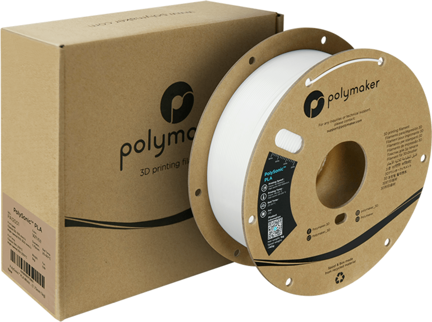 Polymaker – PolySonic PLA White – 1,75 mm – 1 kg