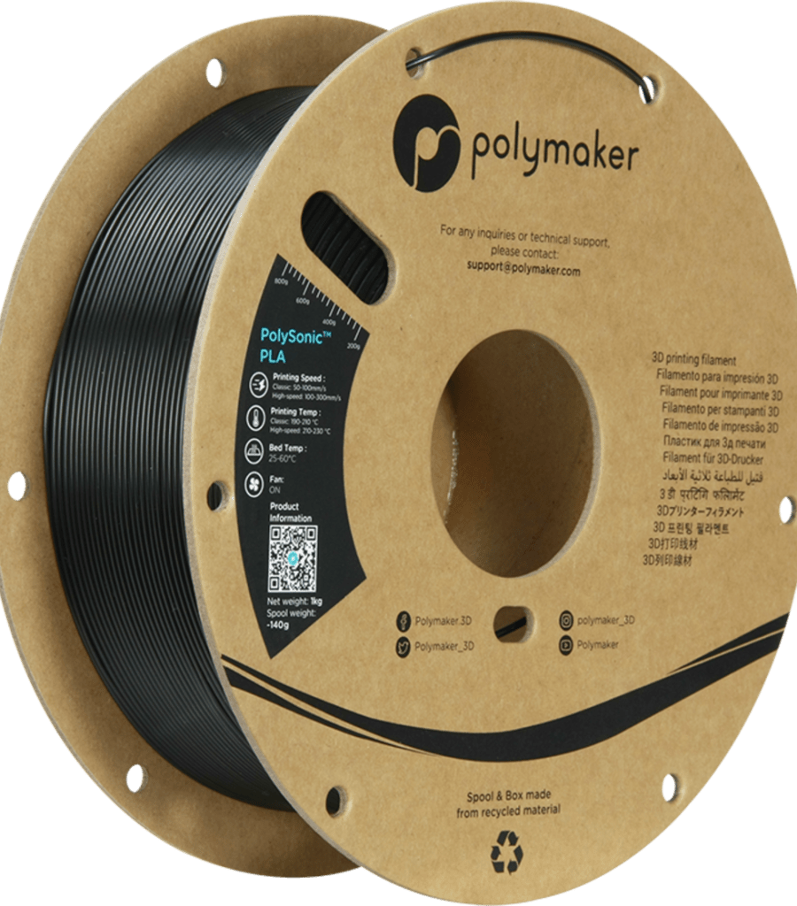 Polymaker – PolySonic PLA Black – 1,75 mm – 1 kg