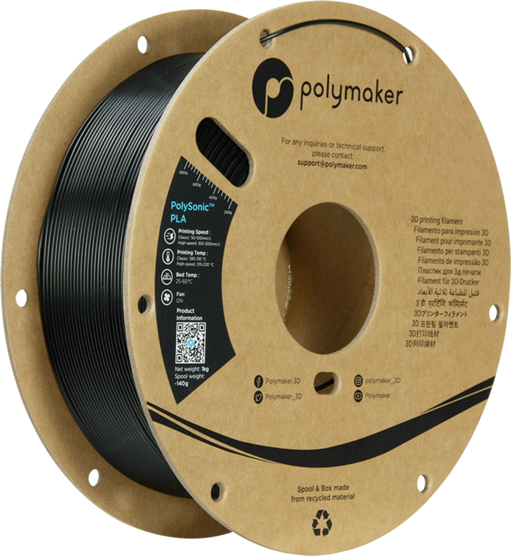 Polymaker – PolySonic PLA Black – 1,75 mm – 1 kg