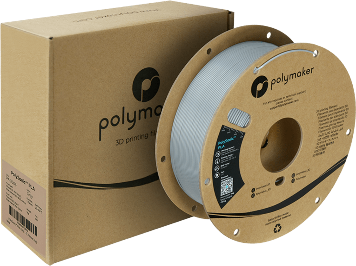 Polymaker – PolySonic PLA Grey – 1,75 mm – 1 kg