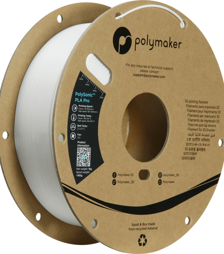 Polymaker – PolySonic PLA Pro White – 1,75 mm – 1 kg