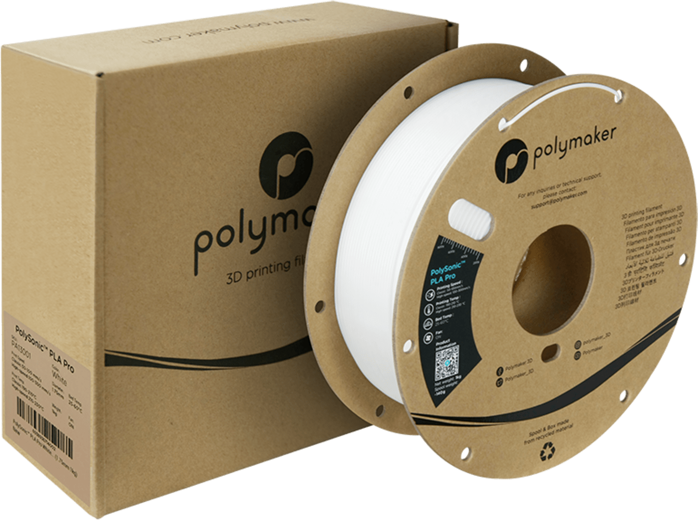 Polymaker – PolySonic PLA Pro White – 1,75 mm – 1 kg