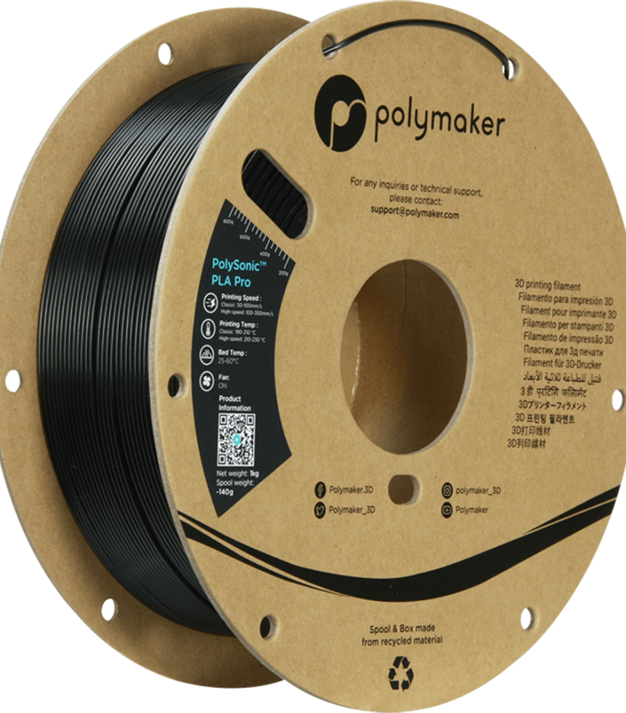 Polymaker – PolySonic PLA Pro Schwarz – 1,75 mm – 1,0 kg