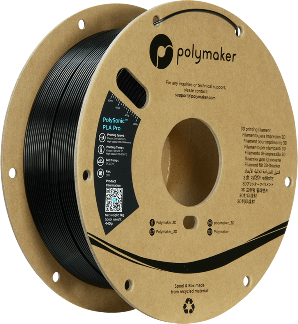 Polymaker – PolySonic PLA Pro Schwarz – 1,75 mm – 1,0 kg