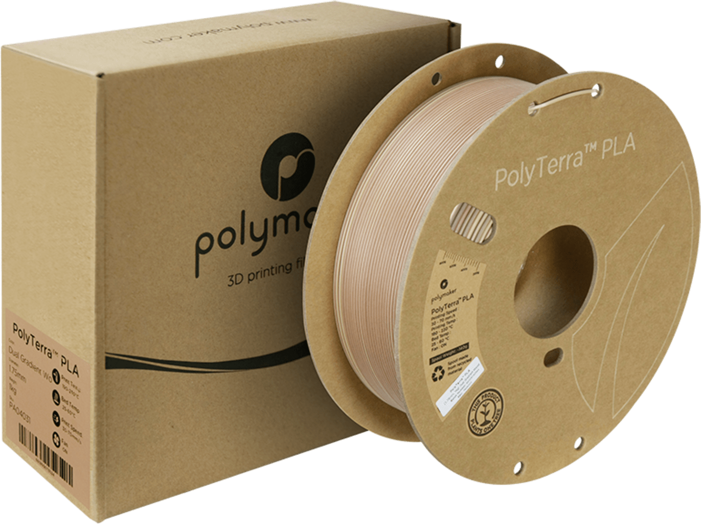 Polymaker – PolyTerra PLA Holz Farbverlauf – 1,75 mm – 1 kg