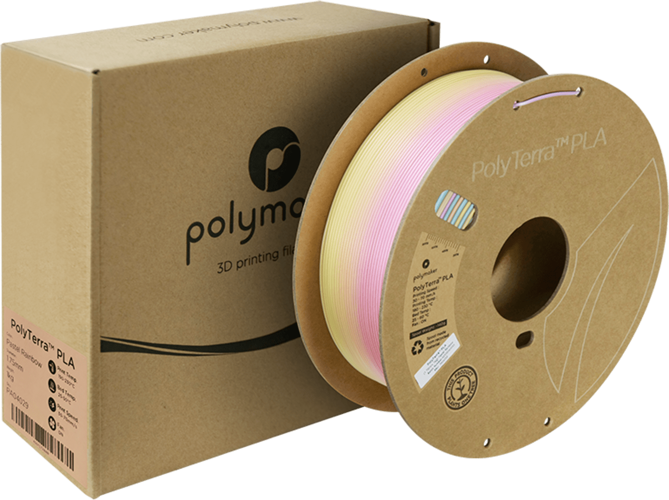 Polymaker – PolyTerra Farbverlauf PLA Pastell Regenbogen – 1,75 mm – 1 kg