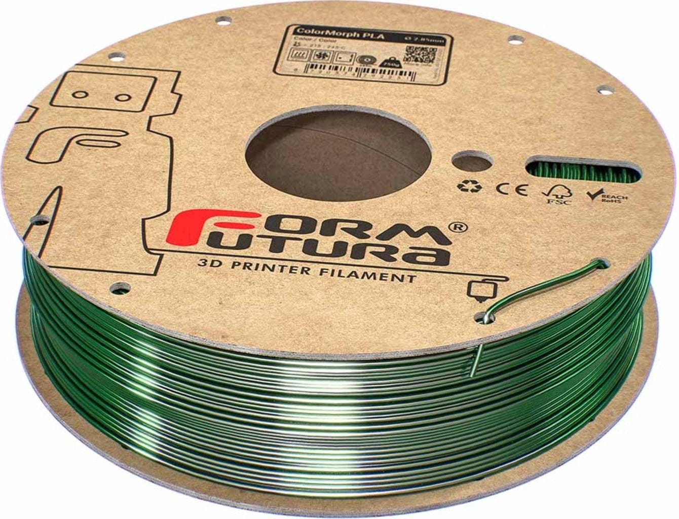 FormFutura – High Gloss PLA ColorMorph White & Green – 1,75 mm – 0.75 kg