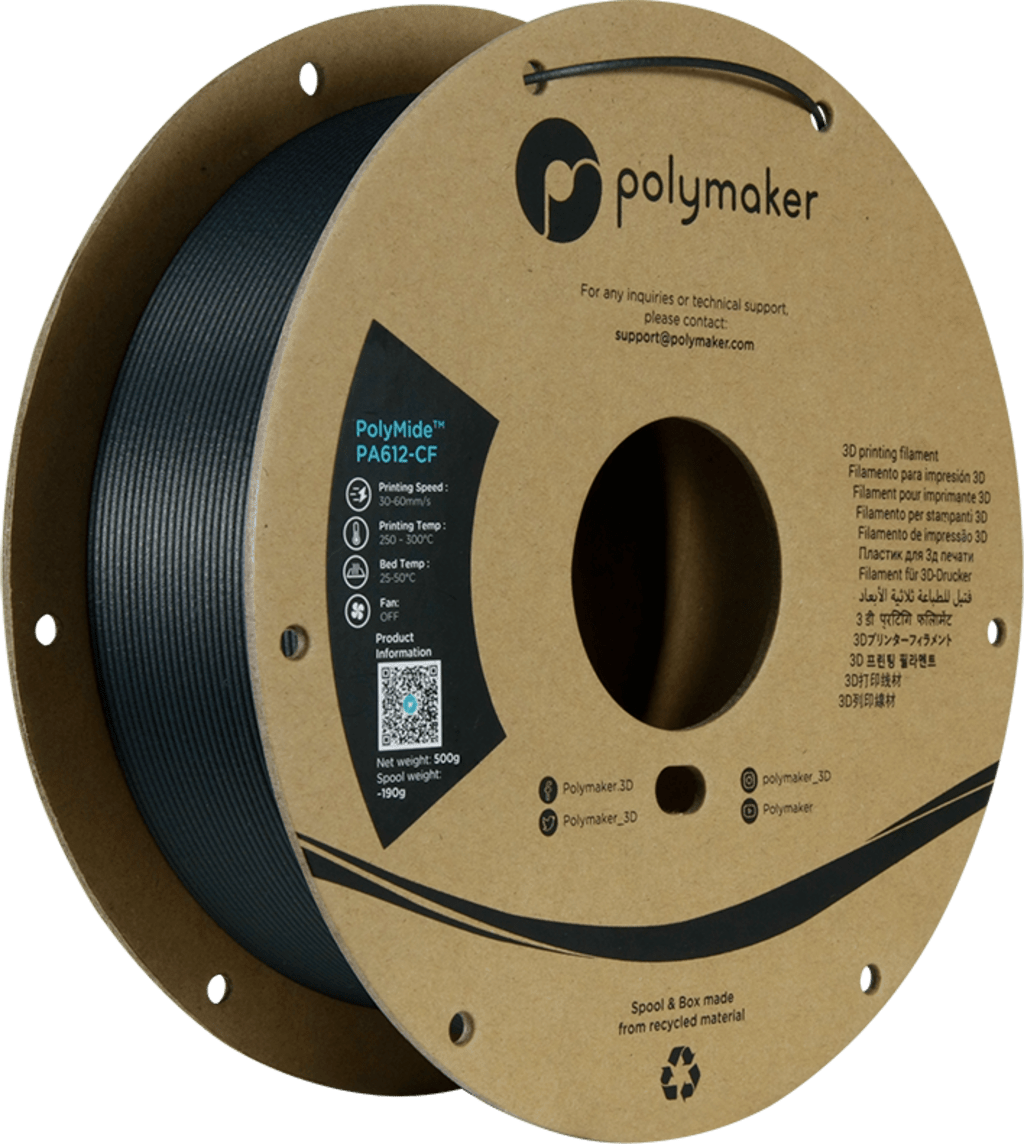 Polymaker – PolyMide PA612-CF Schwarz – 1,75 mm – 0.5 kg
