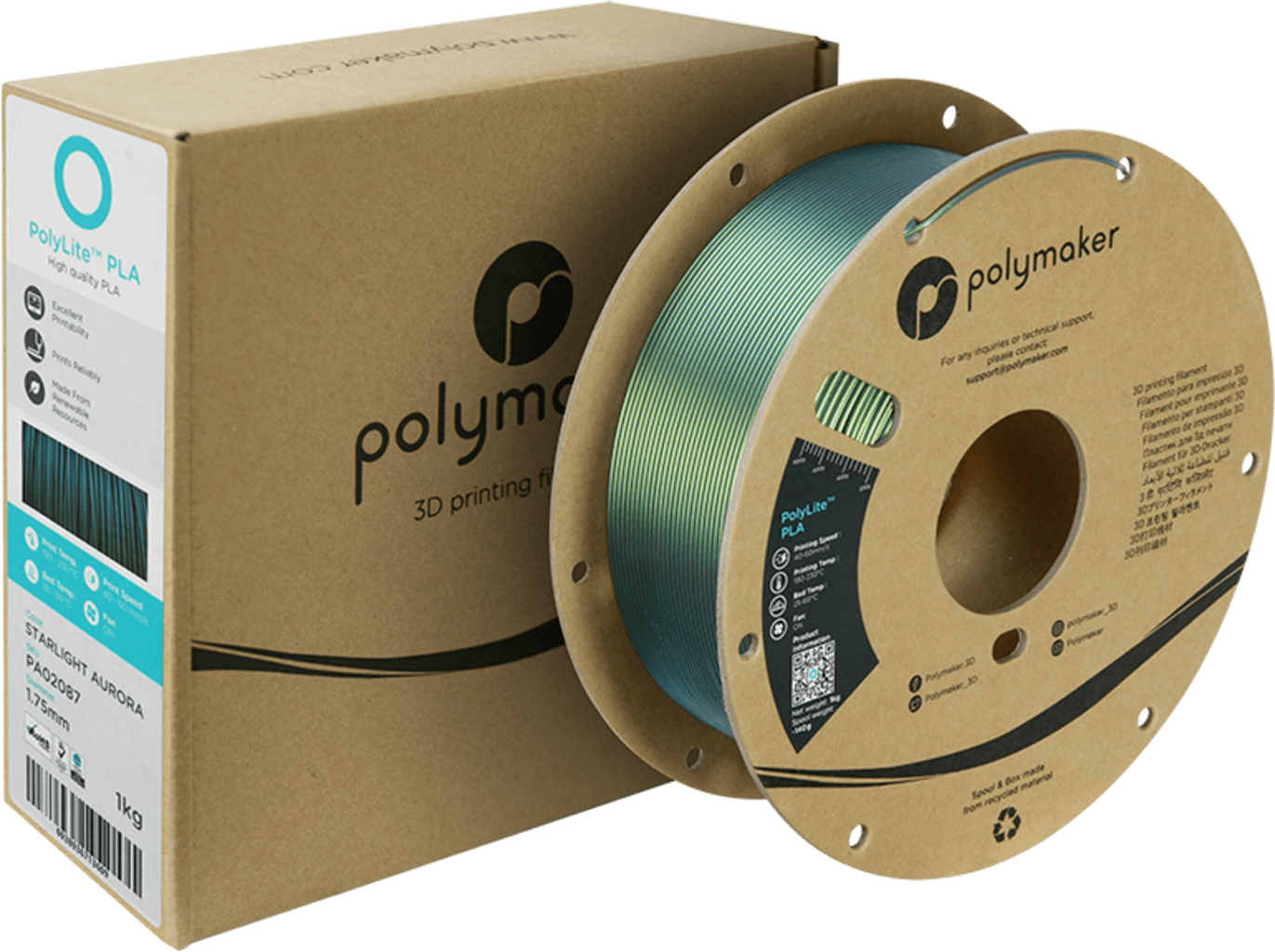Polymaker – PolyLite PLA Starlight Aurora – 1,75 mm – 1 kg