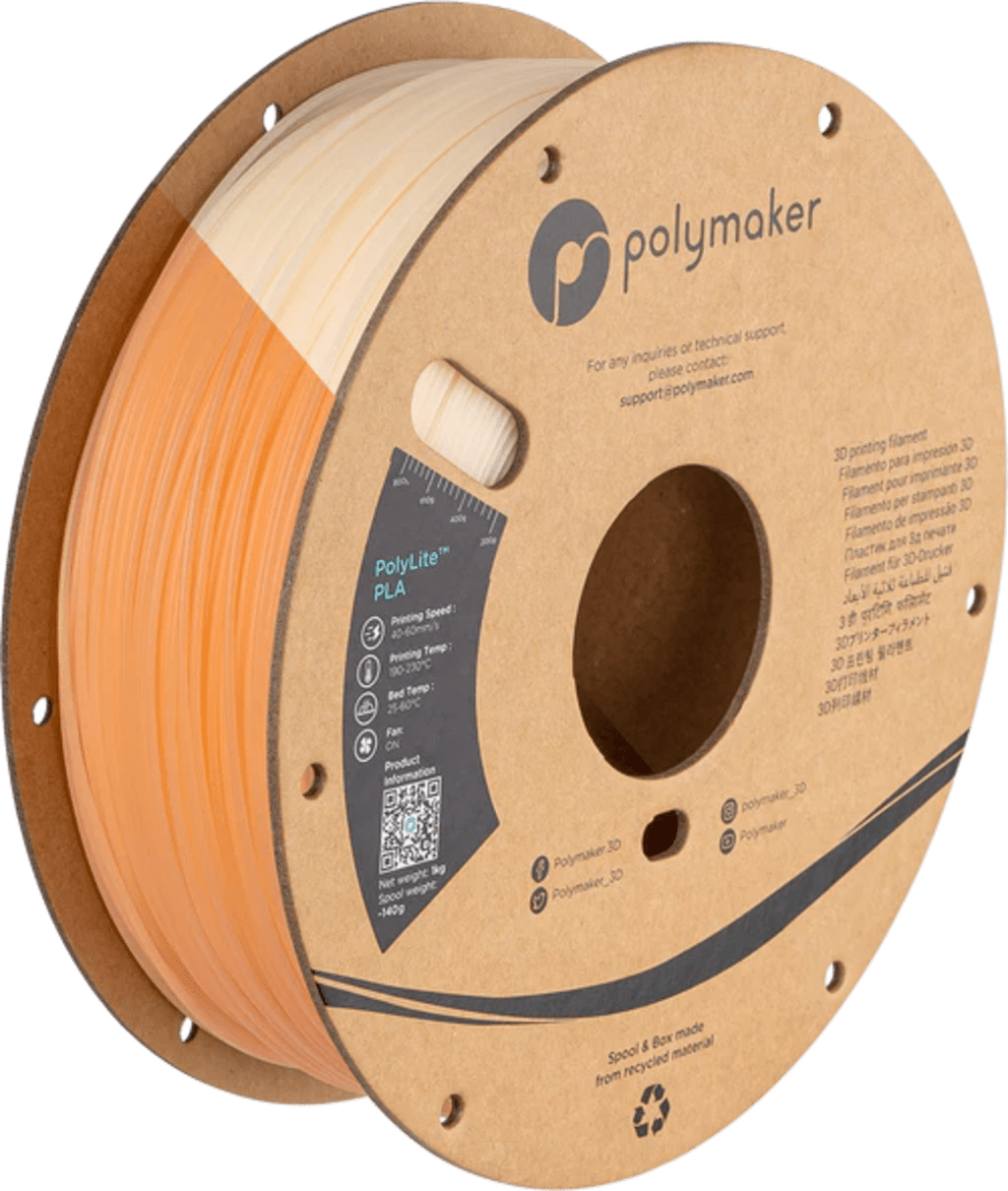 Polymaker – PolyLite PLA UV Farbwechsel Natur/Orange – 1,75 mm – 1,0 kg