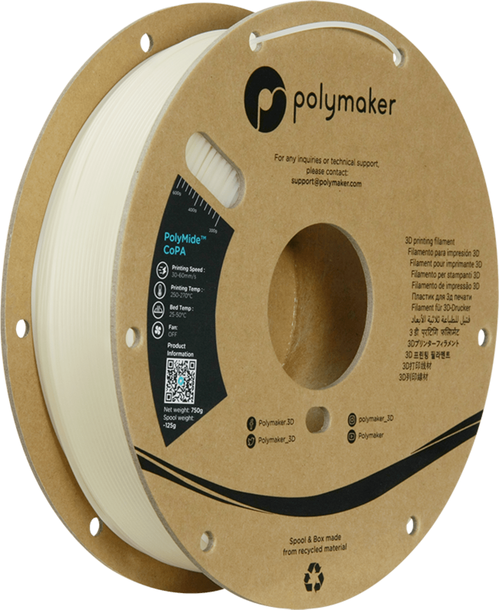 Polymaker – Nylon CoPA 6/6-6 Clear – 1,75 mm – 0,75 kg