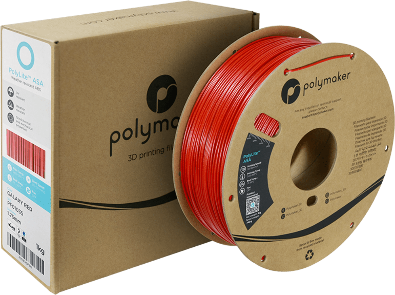 Polymaker – PolyLite ASA Galaxy Red – 1,75 mm – 1 kg