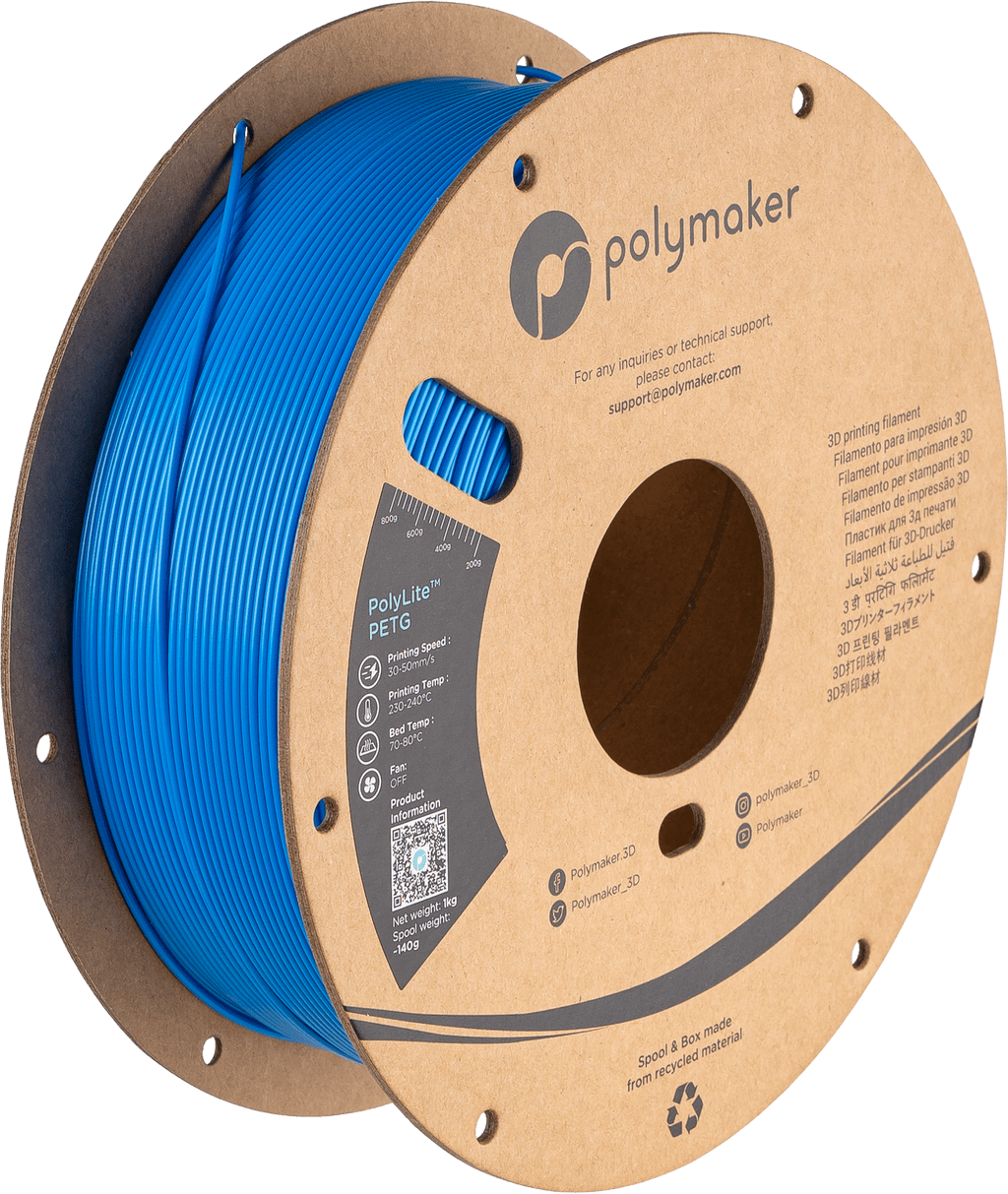 Polymaker – PETG Electric Blue – 1,75 mm – 1 kg