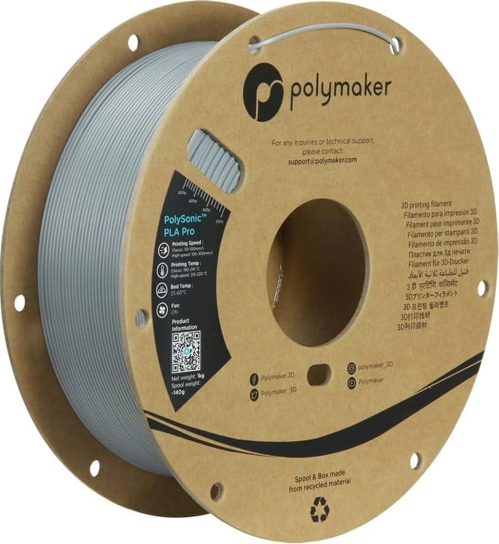 Polymaker – PolySonic PLA Pro Grau – 1,75 mm – 1 kg