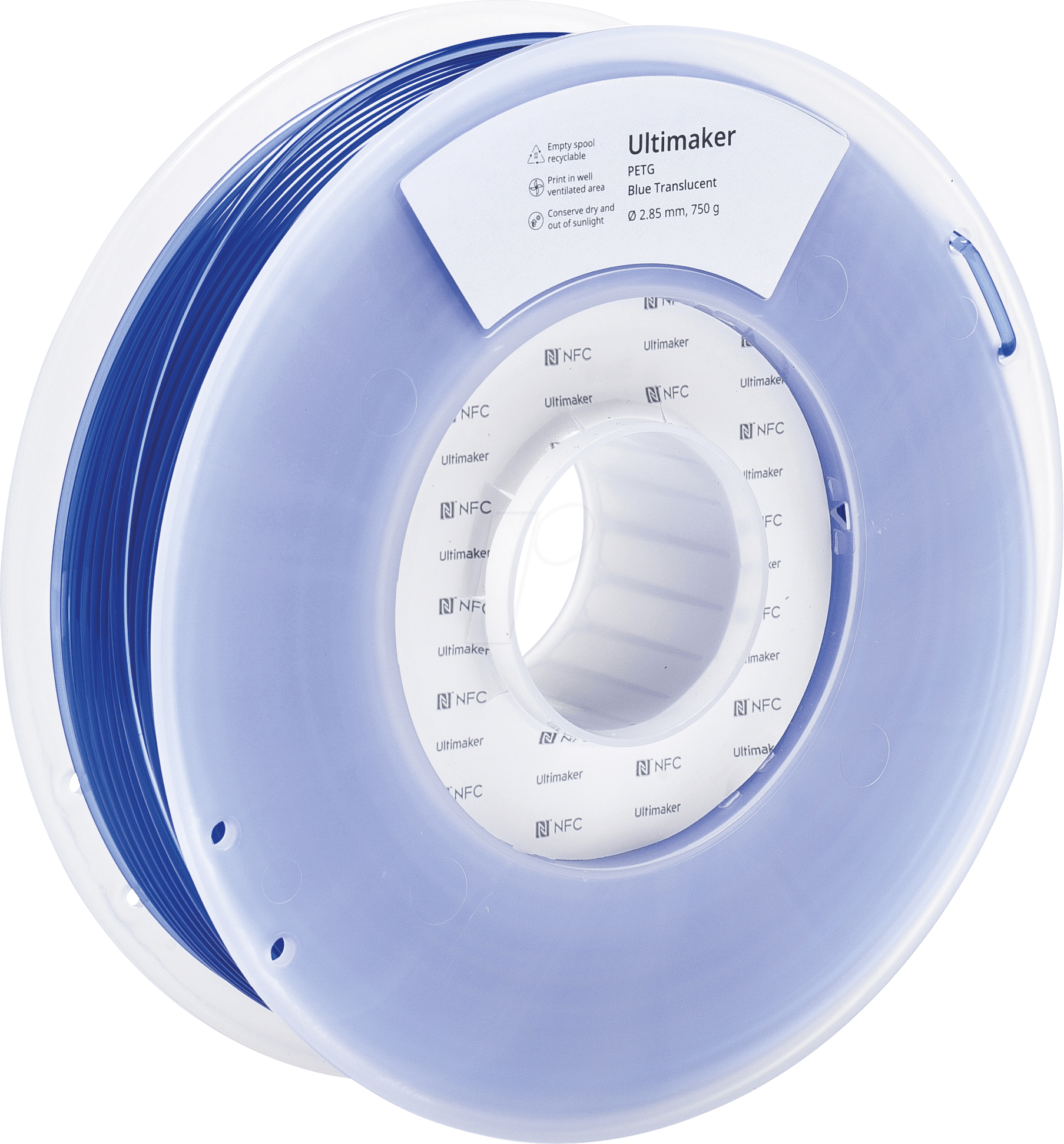Ultimaker – PETG Filament Blau Transluzent – 2,85 mm – 750 g