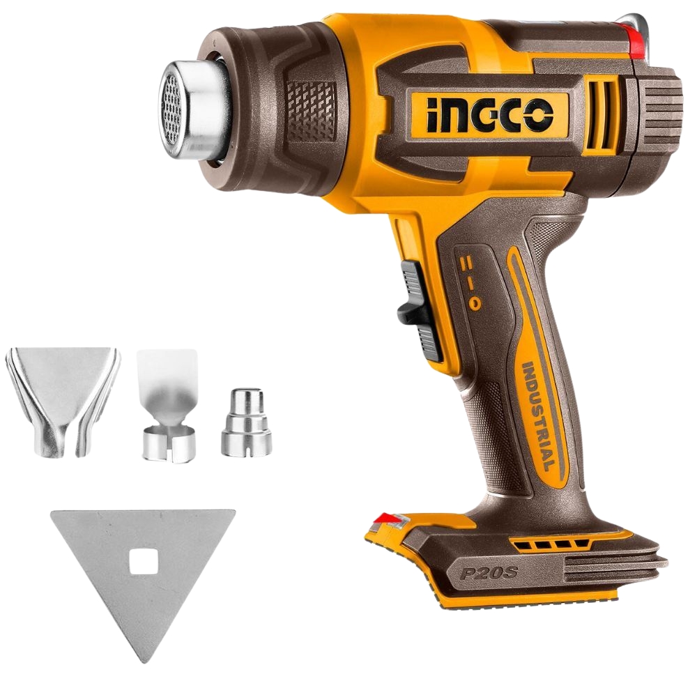Ingco – Cordless Heat Gun (20 V) with Nozzles & Scraper – Machine Only