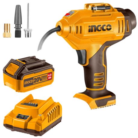 Ingco – Cordless Auto Air Compressor with 4Ah Battery & Charger