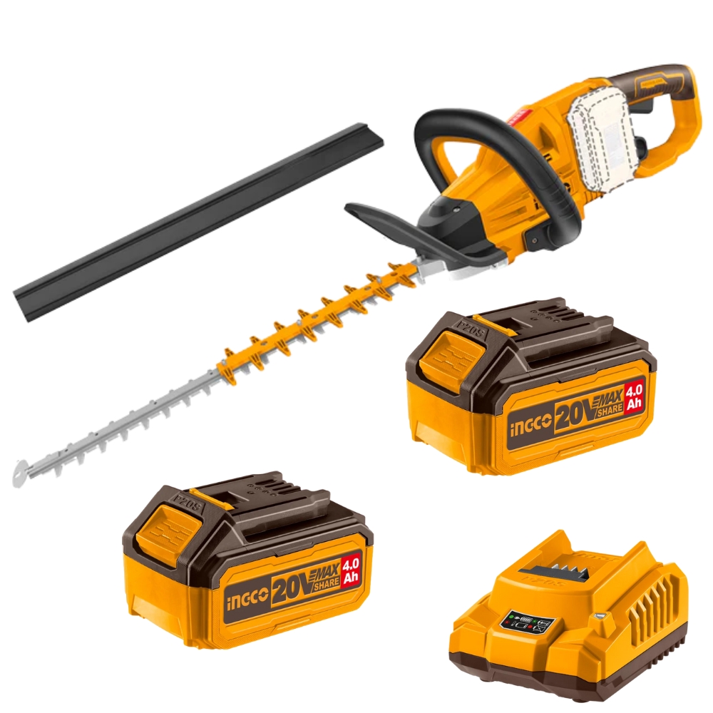 Ingco – Cordless Hedge Trimmer (40 V) with 2x Batteries (4.Ah) & Charger