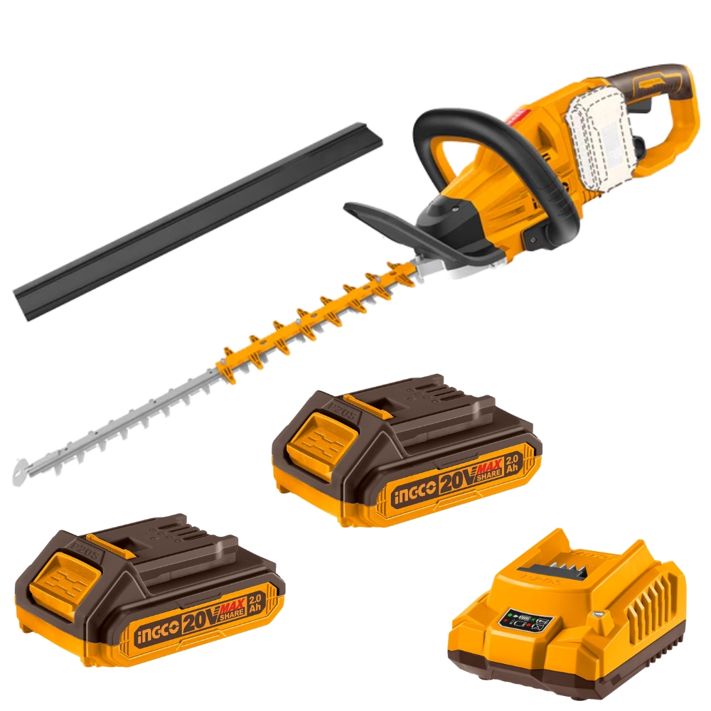 Ingco – Cordless Hedge Trimmer (40 V) with 2x Batteries (2.Ah) & Charger