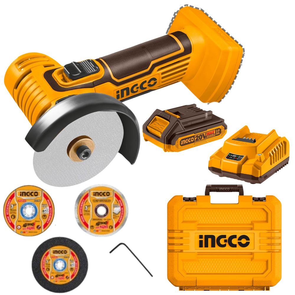 Ingco – Cordless Mini Cut-off Tool (20 V) Kit with 2.Ah Battery & Charger