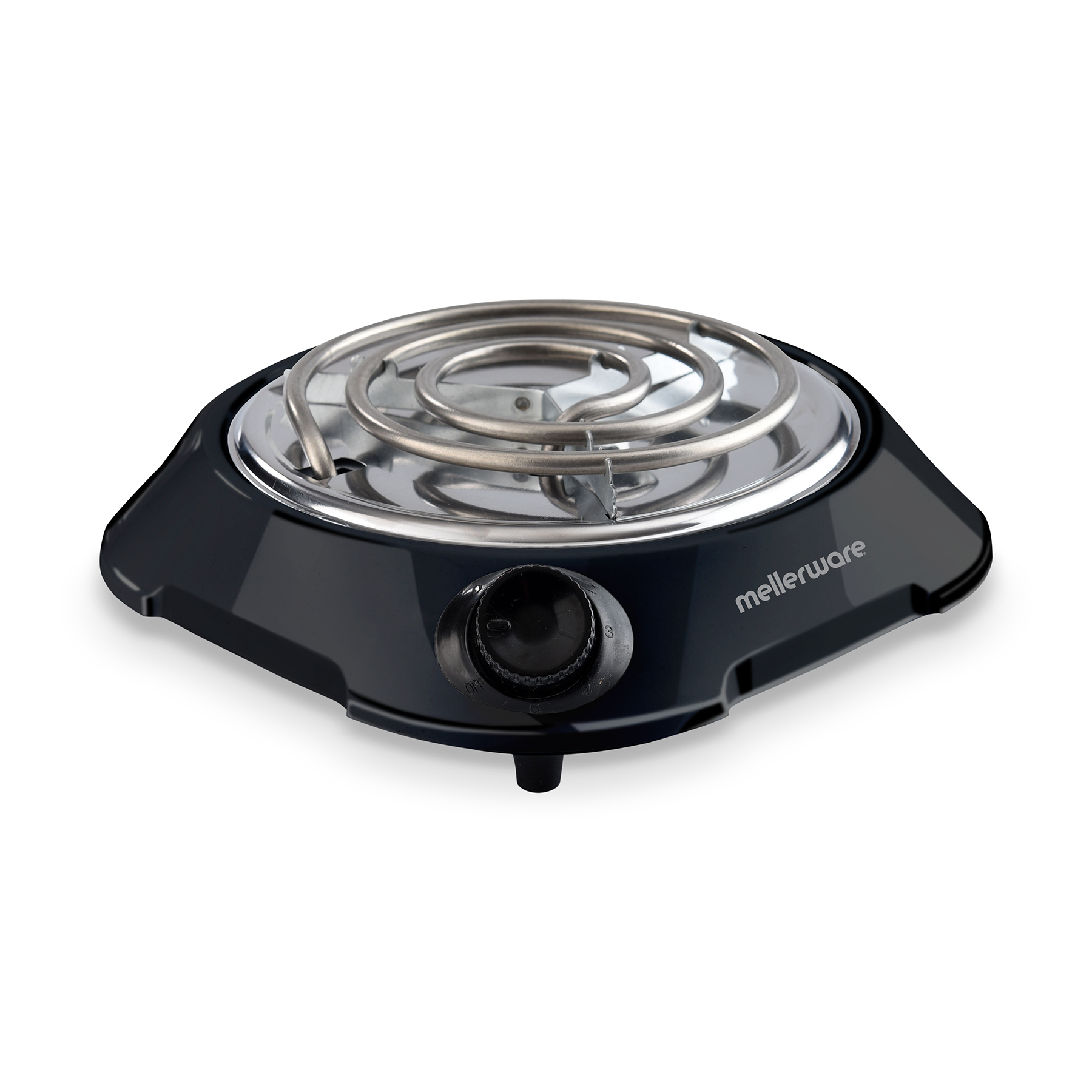 Mellerware Hotplate Single Powder Coat Black Spiral Plate 1000W “Helios”