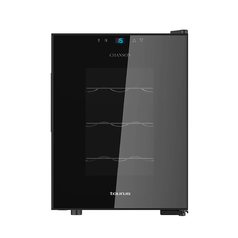 Taurus Wine Cooler 12 Bottles Glass Black 70W “Chanson 12”