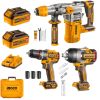 Ingco – Cordless Rotary Hammer, Impact Wrench & Impact Drill Combo – 20V Ingco – Cordless Rotary Hammer, Impact Wrench & Impact Drill Combo – 20V