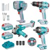 Total Tools – Cordless Impact Drill, Impact Wrench, Angle Grinder & Lamp Total Tools – Cordless Impact Drill, Impact Wrench, Angle Grinder & Lamp