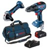 Bosch – Cordless Drill and Angle Grinder with 4Ah Battery, Charger & Bag Bosch – Cordless Drill and Angle Grinder with 4Ah Battery, Charger & Bag