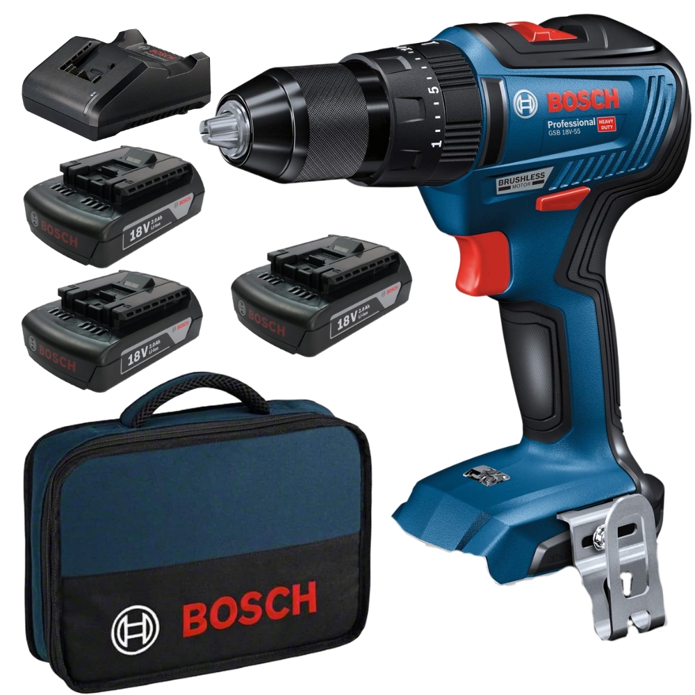Bosch – Cordless Impact Drill With 3x 2.0AH Batteries and Charger