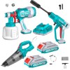 Total Tools – Cordless 3PC Kit incl P. Washer, Spray Gun & Vaccum with Acc Total Tools – Cordless 3PC Kit incl P. Washer, Spray Gun & Vaccum with Acc