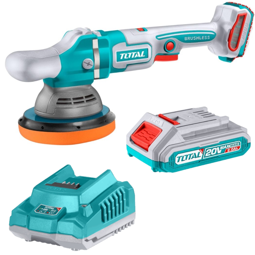 Total Tools – Cordless Brushless Polisher with 2.0Ah Battery & Charger