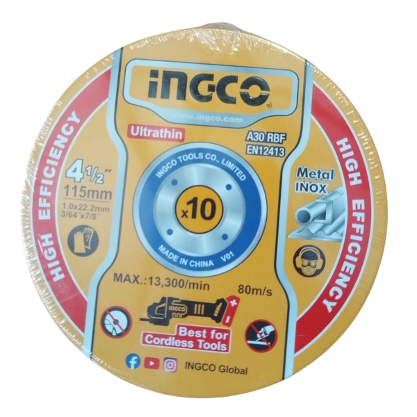 Ingco – Abrasive Metal Cutting Discs – 3 Packs of 10, Totalling – 30 Pieces