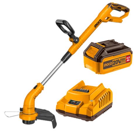 Ingco – Cordless Grass Trimmer (20V) with 4.0Ah Battery and Charger