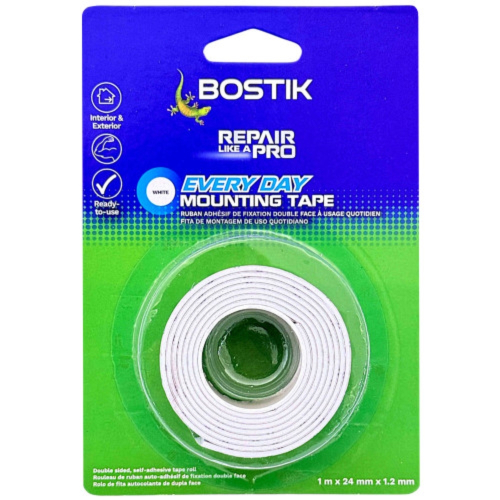 Bostik – Everyday Mounting Tape Roll – 1m x 24mm x 1.2mm