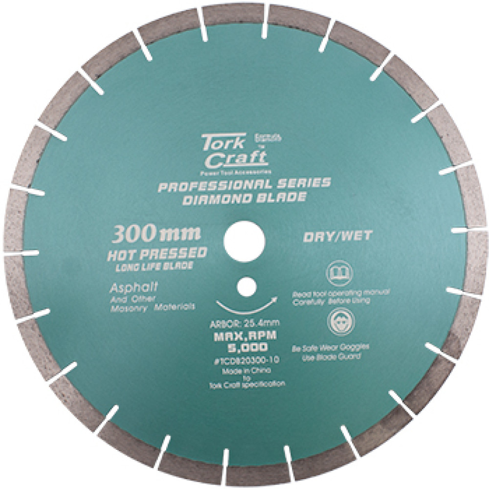 Tork Craft – Diamond Blade (300 x 25.4mm) Asphalt Hot Pressed Segmented Tar