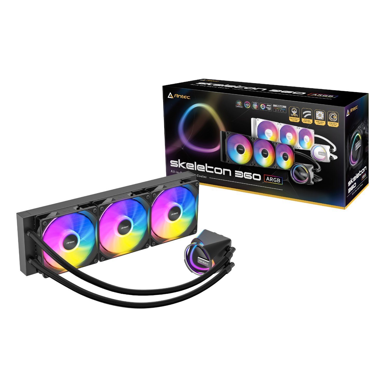 Antec Skeleton 360 ARGB AIO CPU Liquid Cooler – Black