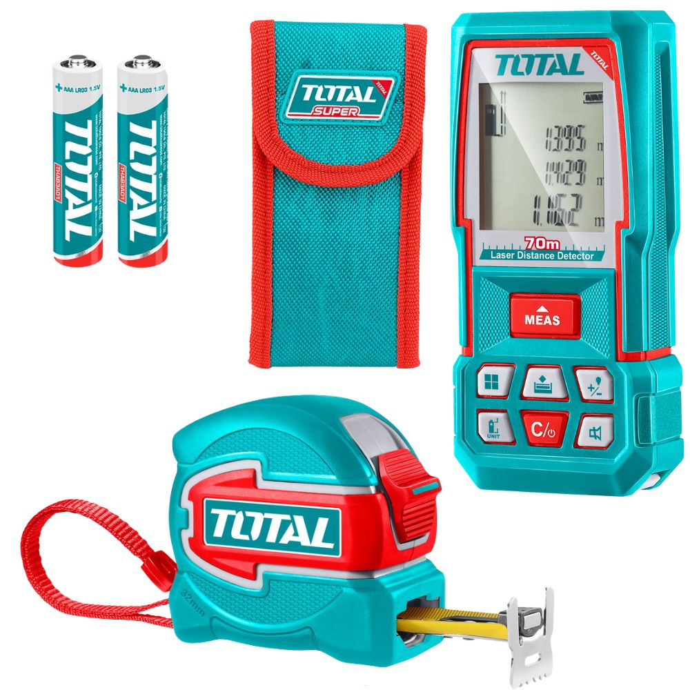 Total Tools – Laser Distance Detector in Pouch & 5mx32mm Measuring Tape Set