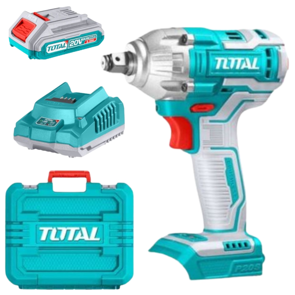 Total Tools – Cordless Impact Wrench (300Nm) with 2.0Ah Battery & Charger