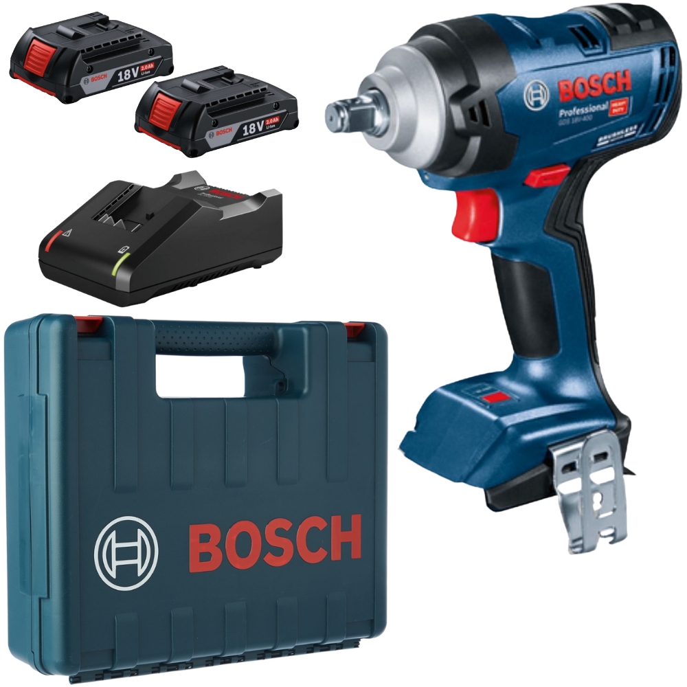 Bosch – Cordless Prof. Impact Wrench with 2 x 2.0Ah Batteries & Charger