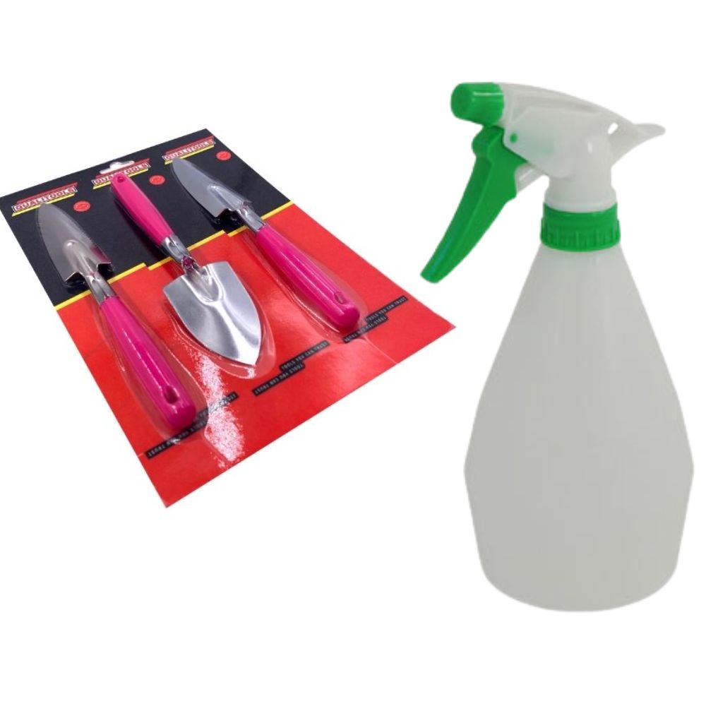 Qualitools – 3 Pieces Mini Garden (Bonsai) Tool Set with 500ml Spray Bottle