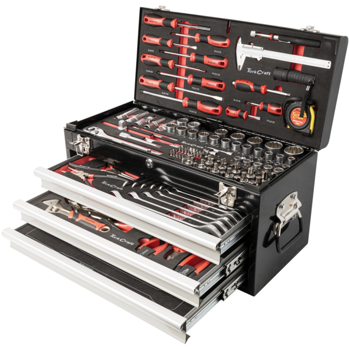 TORK CRAFT – TOOL BOX 154 PCE 3 DRAWER & TOP TRAY LIMITED EDITION