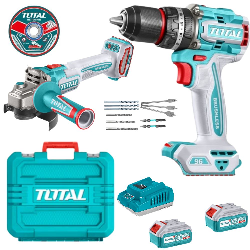 TOTAL TOOLS – COMBO 2PC DRILL 96N.M AND GRINDER