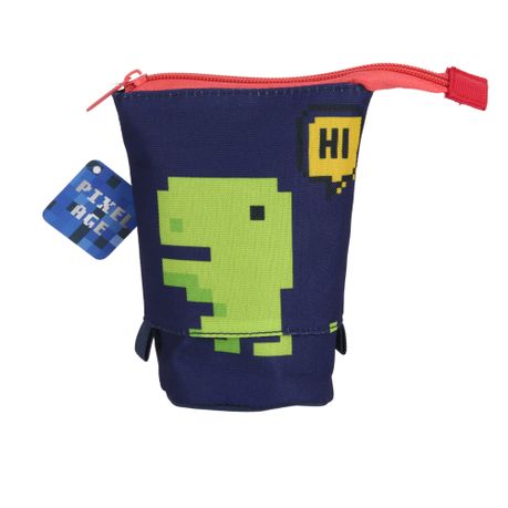 Pencil Bag – Pixel Dinosaur Short Zip (21cm)