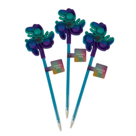 Colour Me – Novelty Push Pop Spinner Pen – Blue (3 Pack)