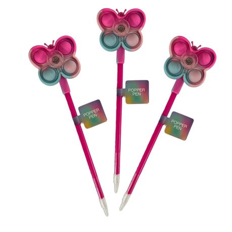 Colour Me – Novelty Push Pop Spinner Pen – Pink (3 Pens)