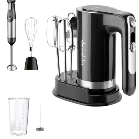 Decakila – Cordless 4-in-1 Hand Blender 100W Set and Hand Mixer – Black