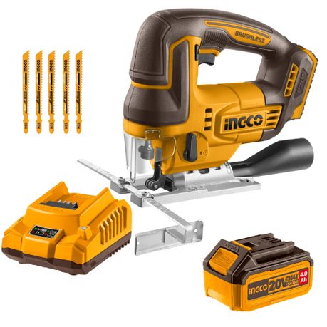 Ingco – Cordless Jigsaw incl 5 Blades with 4.0Ah Battery & Charger